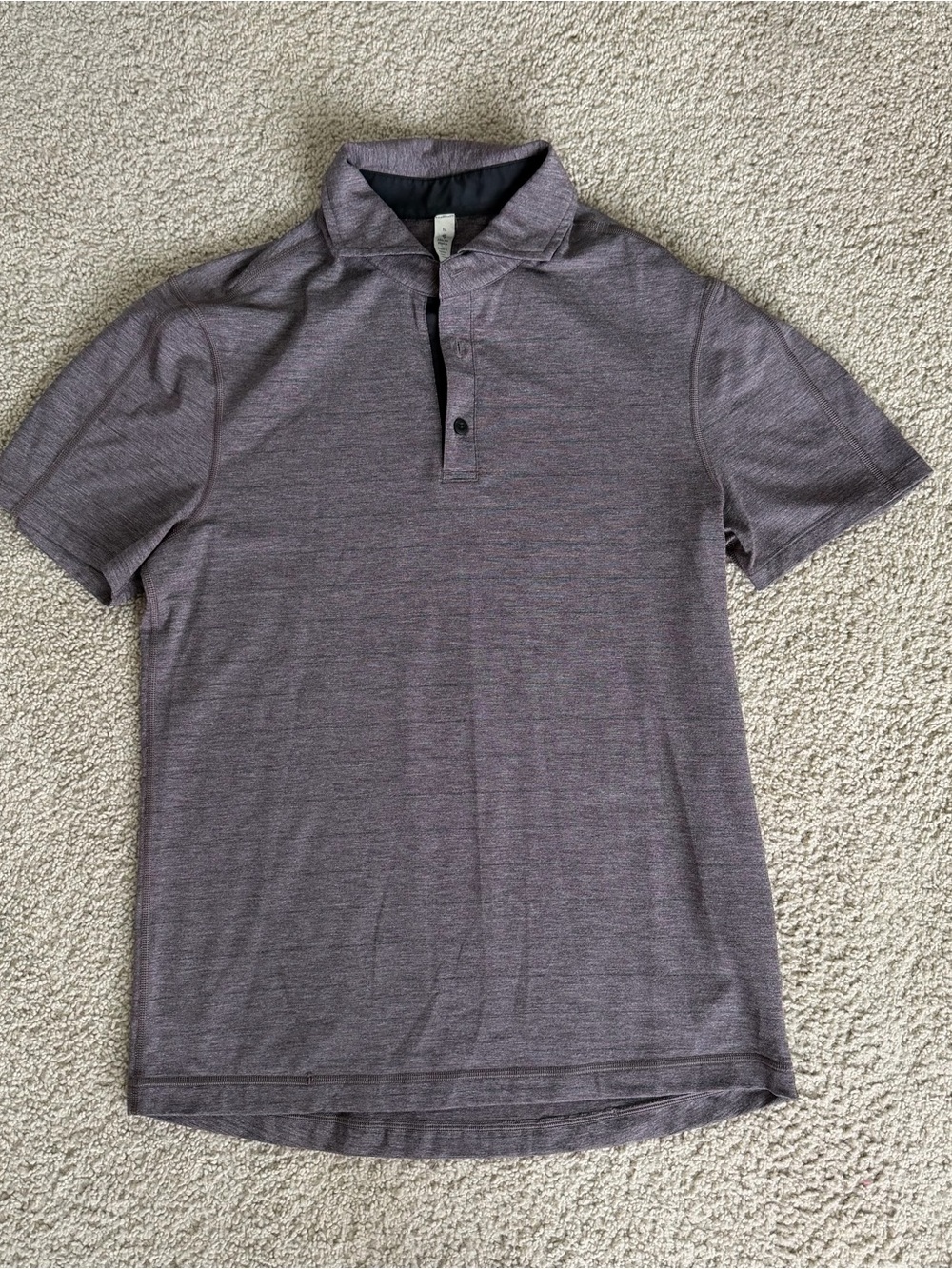 Lululemon Men's Heathered Purple striped Polo Shirt medium